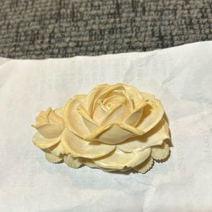 Vintage bone silver brooch